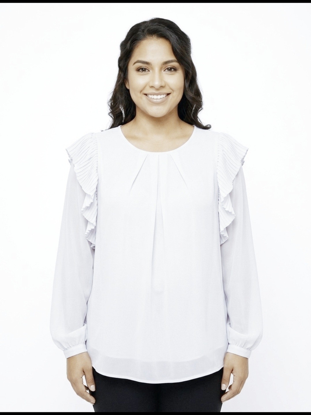LANE BRYANT WHITE RUFFLE BLOUSE SZ 2X 18